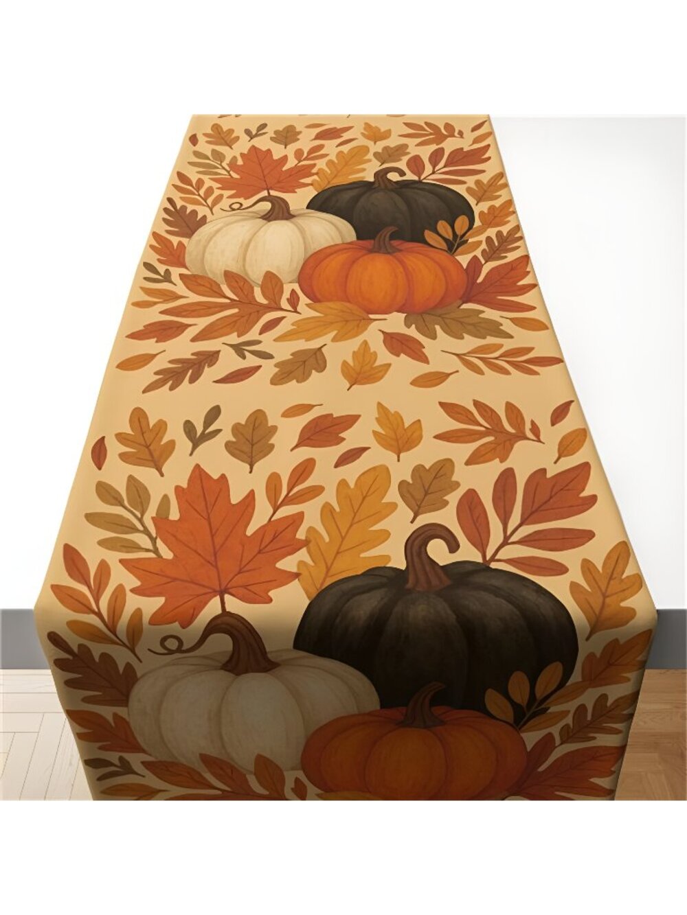 Fall Decorations for Home - Pumpkins Leaves Table Runner for Indoor Outdoor